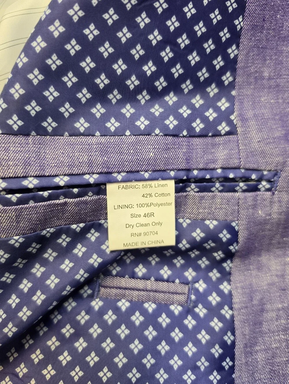 Alan Flusser Linen Cotton Purple Men's Blazer Jacket Sport Coat Two-Button